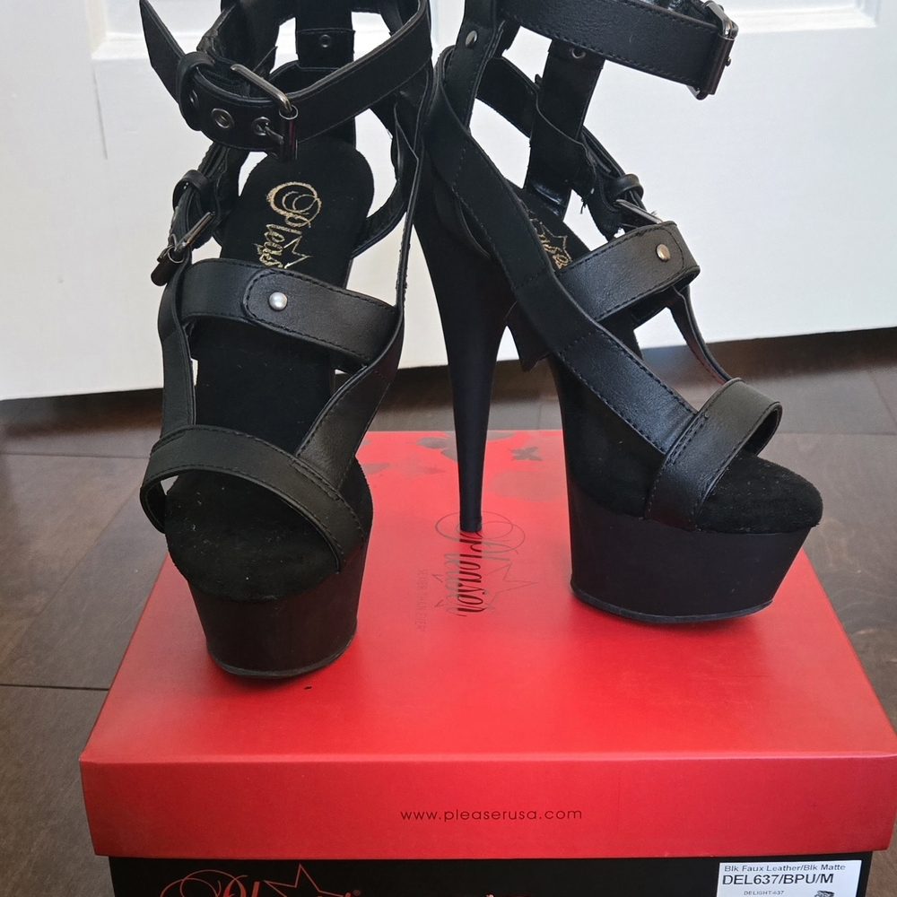 Pleaser Black Gladiator Platform Heels